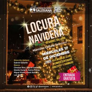 Afiche del Miércoles Cultural Salesiano - Locura Navideña